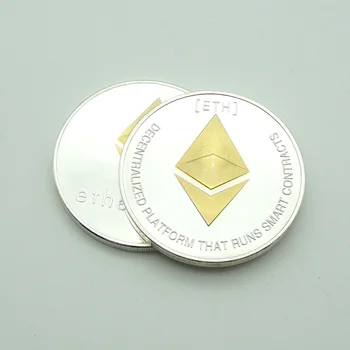 Non-moneda ETH Aur/Argintiu Placat cu Model Monede Bitcoin/Ethereum/Litecoin/Unda/monedă Monedă Comemorativă Picătură de Transport maritim