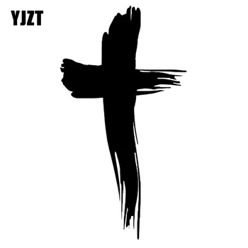 YJZT 6.5 cm*12cm Cruce de Moda Negru/Argintiu Vinil Decal Geamul Mașinii Autocolant Religioase Isus S6-3402