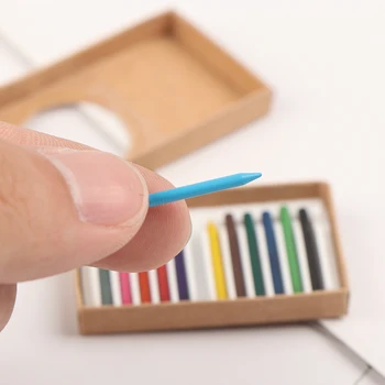 1Set 12 Culori Mini Păpuși în Miniatură Creion Casa Papusa Accesorii De 1:6 Sau 1:12 Păpuși Păpuși Decorarea Casei