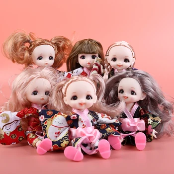 Haine japoneze 16cm Kimono Fata BJD Papusa 13 Mobile Comune Păpuși 3D Ochi Jucarie Little Girl Make Up Bjd Jucarii