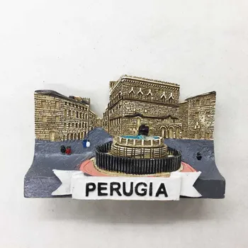 Italia Perugia punct de reper municipal pătrat fântână de trei-dimensional autocolante magnetice frigider