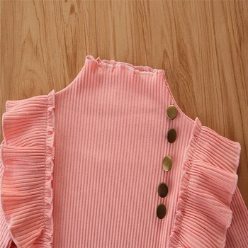 Emmababy 1-6Y Moda pentru Copii Haine Fete Seturi de 2 buc Volane Solidă Tricot Pulover Maneca Lunga Topuri Pantaloni Flare