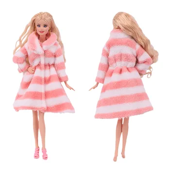 Barbie Haine Multicolore 1Set Maneca Lunga Moale Haină de Blană Topuri Rochie de Iarna Cald Pentru 30Cm Barbie Papusa Accesorii,Jucarii Pentru Copii