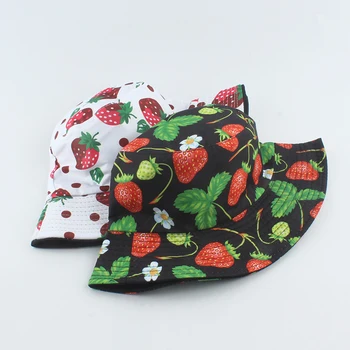 Fructe Capsuni Kiwi, Cireșe, Ananas Imprimare Bucket Hat Pentru Femei De Vară, Pălării De Soare Barbati Hip Hop Pescar Capac Panama Gorros