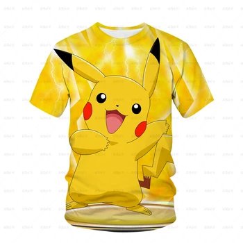 Pokemon moda T-shirt pentru copii nou Kawaii 2021 vară amuzant de desene animate 3D T-shirt pentru baieti si fete 4-14 ani casual
