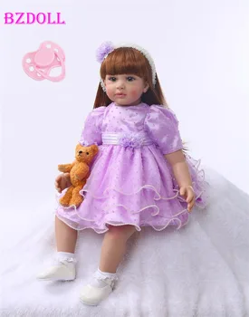60cm Silicon Renăscut Păpușă Jucărie Realist 24inch Vinil Toddler Copii Princess Papusa de Moda Cadou Bebe in viata Papusa Fete Boneca