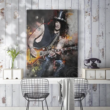 Trupa De Rock Slash Decor Poster, Muzica Heavy Metal, Trupa De Rock Chitarist Printuri De Arta, Acuarelă Artă Murală Panza Pictura Decor Acasă