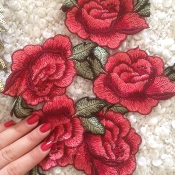 Rose Flori Florale Guler Coase pe Patch-uri Drăguț Aplicatiile Ecuson Brodat Material Autocolant Haine Bust Rochie Ornament DIY