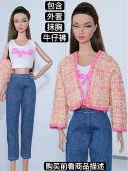 Moda 1/6 Papusa Set Haine Pentru Barbie Haine Pentru Păpuși Barbie Accesorii Vestimentare Haina De Sus Blugi Pantaloni Pantaloni Jucarii 11.5