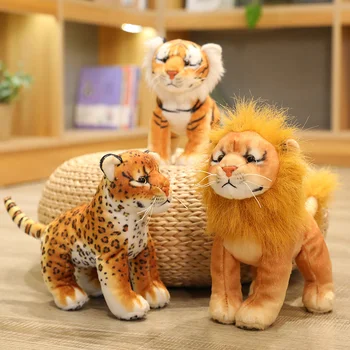 Nou Stil de 17-25 cm Drăguț Simulare Tigru, Leu, Leopard de Pluș Jucărie de Pluș Moale Animal Sălbatic Păpuși Jucărie pentru Copii de Ziua Decor