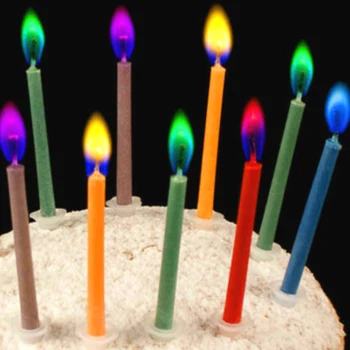 Consumabile Partid ziua de nastere 12buc/cutie Tort de Nunta Lumanari de Siguranță Flăcări Desert Decor plin de culoare Multicolor Lumânare Flacără