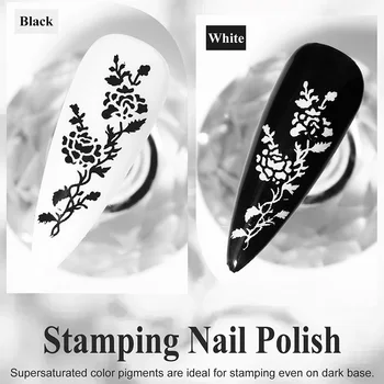10ML Negru, Alb, Aur, Argint Unghiilor Stamping Polish Lac de Unghii Plăci de Timbru Ulei de Ștanțare DIY