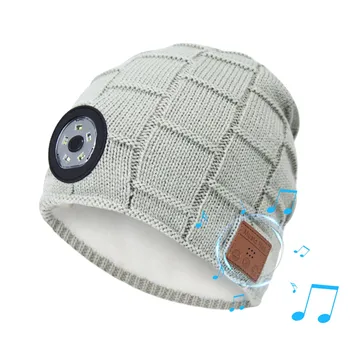 Adult Iarna Tricotate Pălărie în aer liber Cald Bluetooth Pălărie Cu Lumina LED-uri în aer liber Palaria Pentru Femei Casual cu Dungi Groase Chelioși Capota